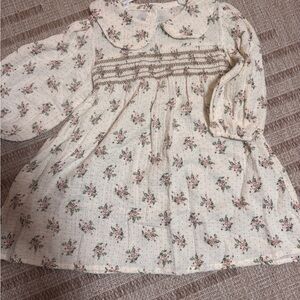 Girls Floral Long Sleeve Gauze Dress